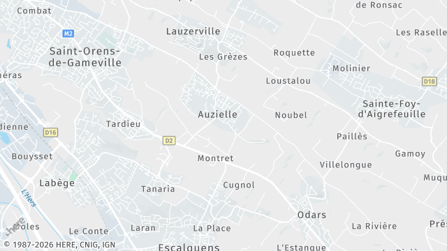 Carte de la zone d'intervention à Auzielle