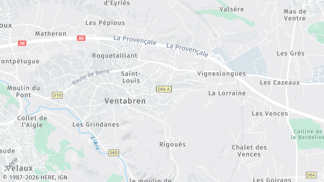 Carte de la zone d'intervention à Ventabren