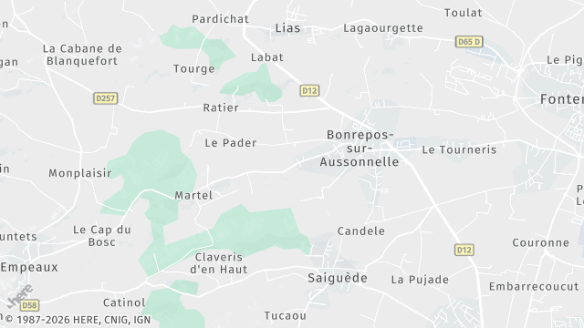 Carte de la zone d'intervention à Bonrepos-sur-Aussonnelle