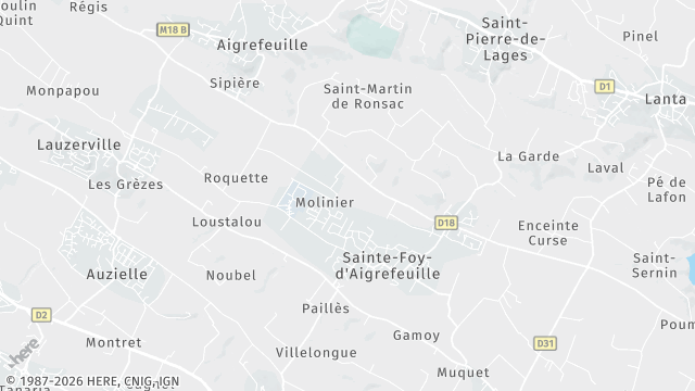 Carte de la zone d'intervention à Sainte-Foy-d'Aigrefeuille