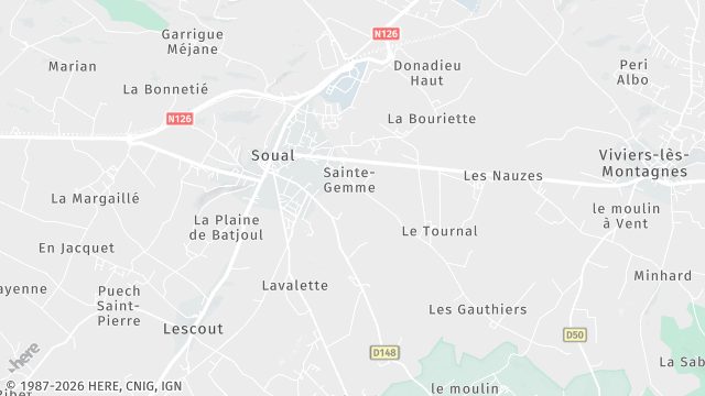 Carte de la zone d'intervention à Soual