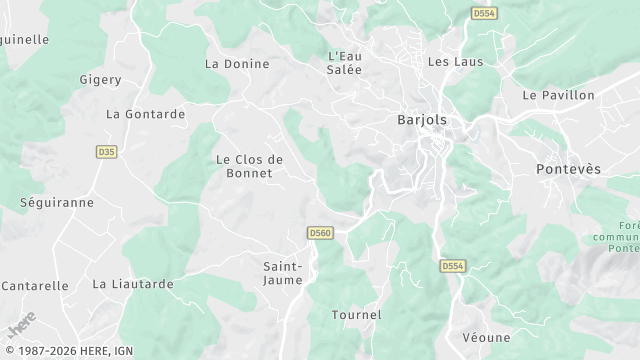 Carte de la zone d'intervention à Barjols