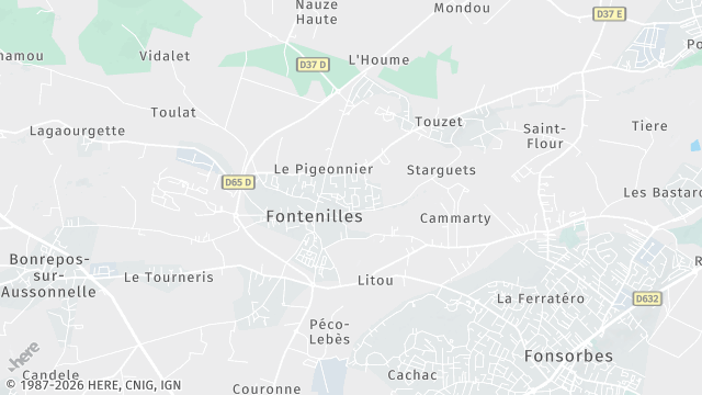 Carte de la zone d'intervention à Fontenilles