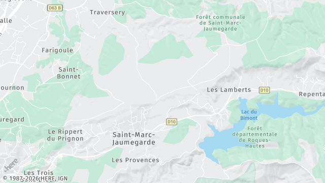 Carte de la zone d'intervention à Saint-Marc-Jaumegarde