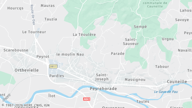 Carte de la zone d'intervention à Peyrehorade