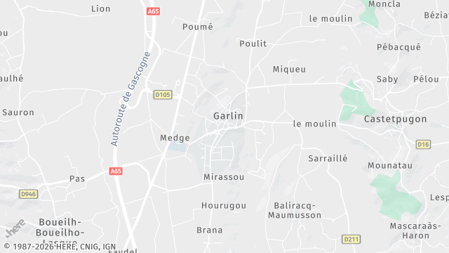 Carte de la zone d'intervention à Garlin