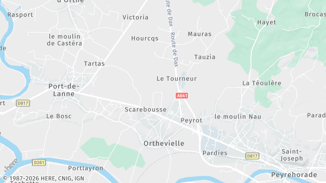 Carte de la zone d'intervention à Orthevielle