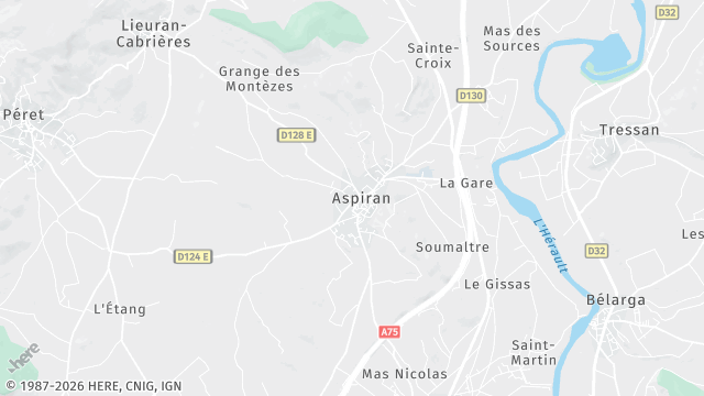 Carte de la zone d'intervention à Aspiran