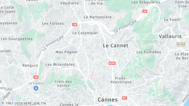 Carte de la zone d'intervention à Le Cannet