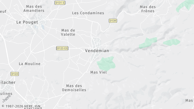 Carte de la zone d'intervention à Vendémian