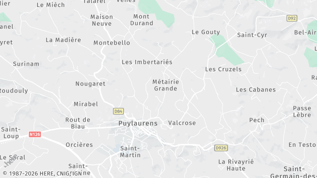 Carte de la zone d'intervention à Puylaurens