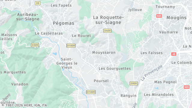 Carte de la zone d'intervention à La Roquette-sur-Siagne