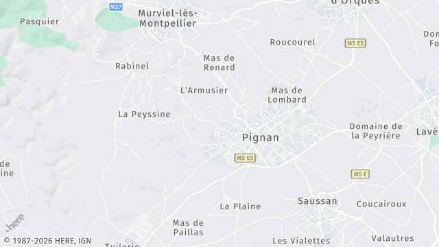 Carte de la zone d'intervention à Pignan