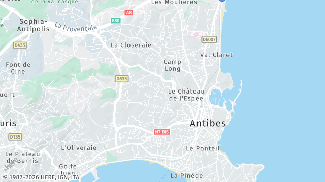 Carte de la zone d'intervention à Antibes
