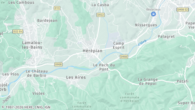 Carte de la zone d'intervention à Hérépian