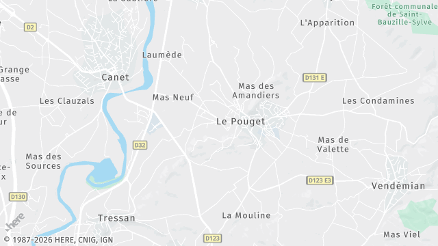 Carte de la zone d'intervention à Le Pouget