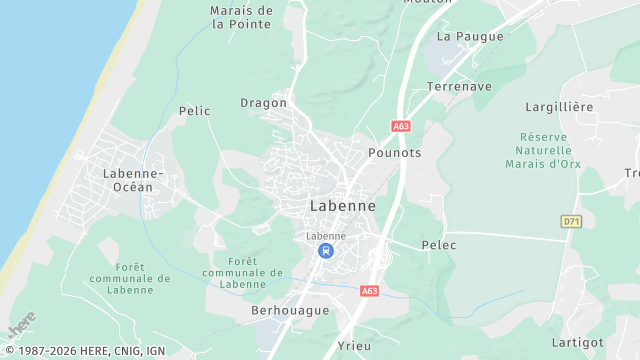 Carte de la zone d'intervention à Labenne
