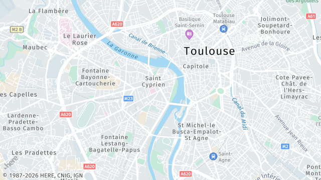 Carte de la zone d'intervention à Toulouse