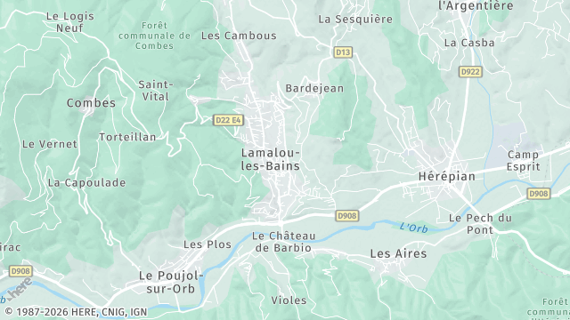Carte de la zone d'intervention à Lamalou-les-Bains