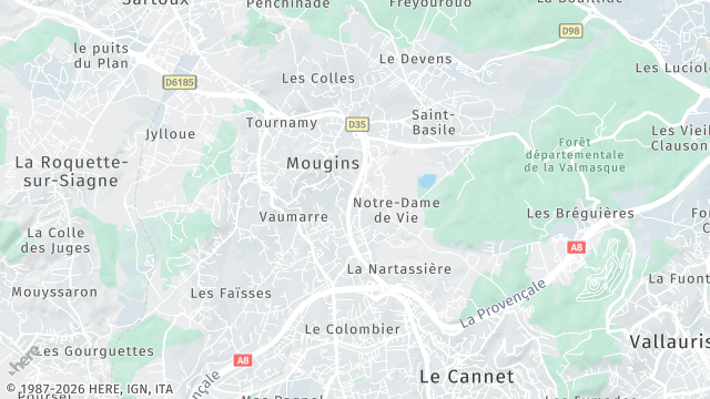 Carte de la zone d'intervention à Mougins