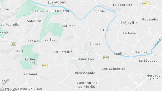 Carte de la zone d'intervention à Sémalens