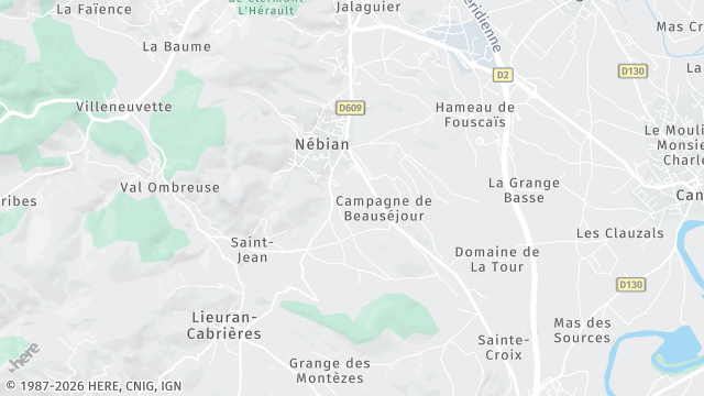 Carte de la zone d'intervention à Nébian