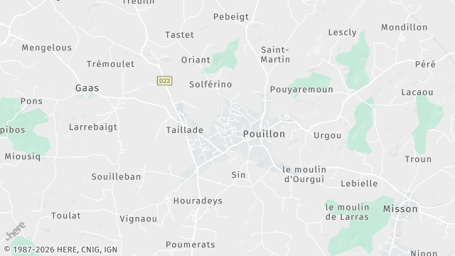 Carte de la zone d'intervention à Pouillon