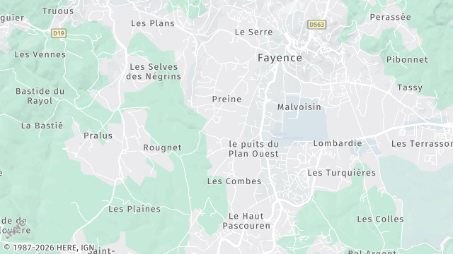 Carte de la zone d'intervention à Fayence