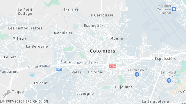 Carte de la zone d'intervention à Colomiers