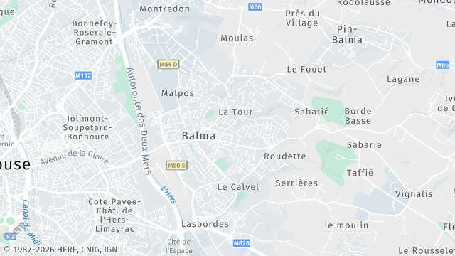 Carte de la zone d'intervention à Balma