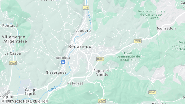 Carte de la zone d'intervention à Bédarieux
