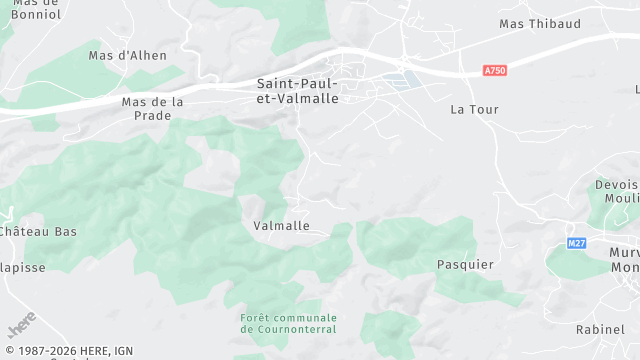 Carte de la zone d'intervention à Saint-Paul-et-Valmalle
