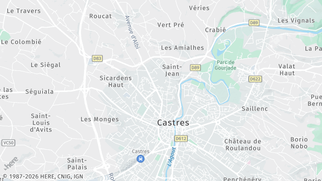 Carte de la zone d'intervention à Castres
