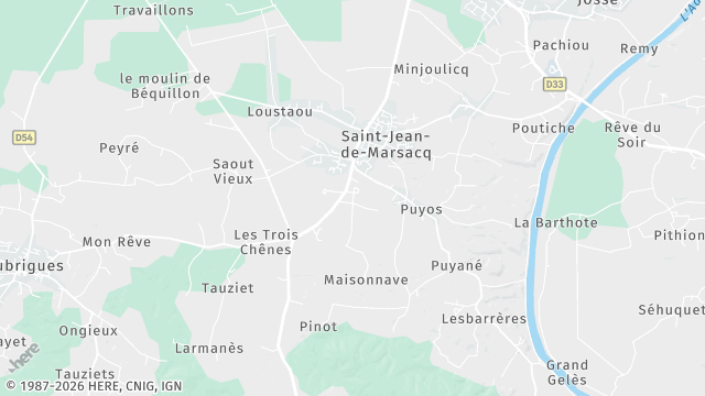 Carte de la zone d'intervention à Saint-Jean-de-Marsacq