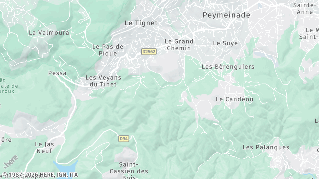 Carte de la zone d'intervention à Le Tignet