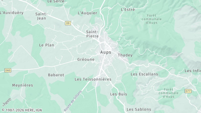 Carte de la zone d'intervention à Aups