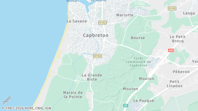 Carte de la zone d'intervention à Capbreton