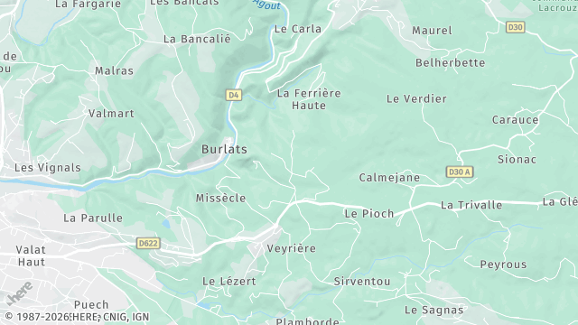 Carte de la zone d'intervention à Burlats