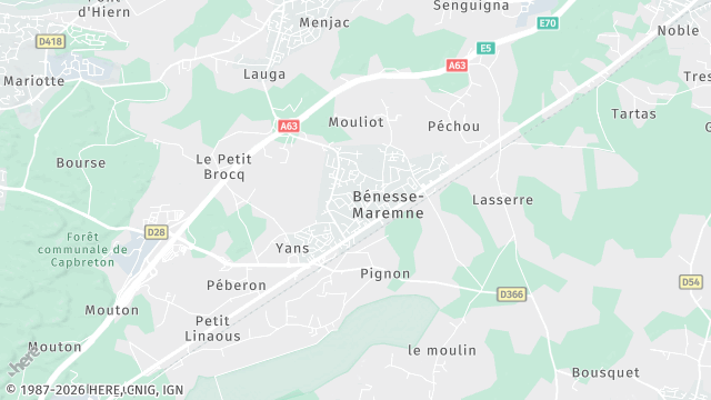 Carte de la zone d'intervention à Bénesse-Maremne