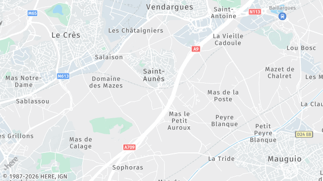 Carte de la zone d'intervention à Saint-Aunès