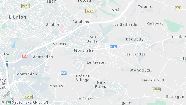 Carte de la zone d'intervention à Montrabé