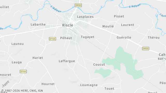 Carte de la zone d'intervention à Riscle