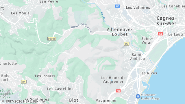 Carte de la zone d'intervention à Villeneuve-Loubet