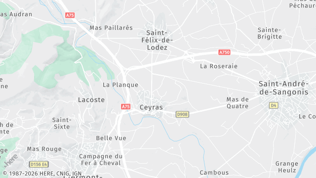 Carte de la zone d'intervention à Ceyras