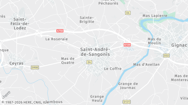 Carte de la zone d'intervention à Saint-André-de-Sangonis