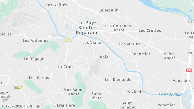 Carte de la zone d'intervention à Le Puy-Sainte-Réparade