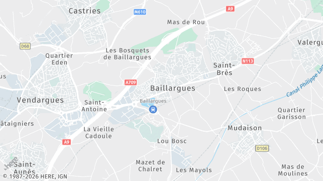 Carte de la zone d'intervention à Baillargues