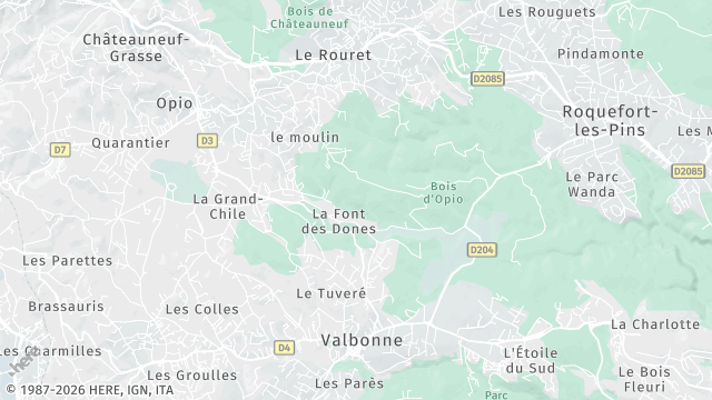 Carte de la zone d'intervention à Opio