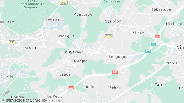 Carte de la zone d'intervention à Angresse
