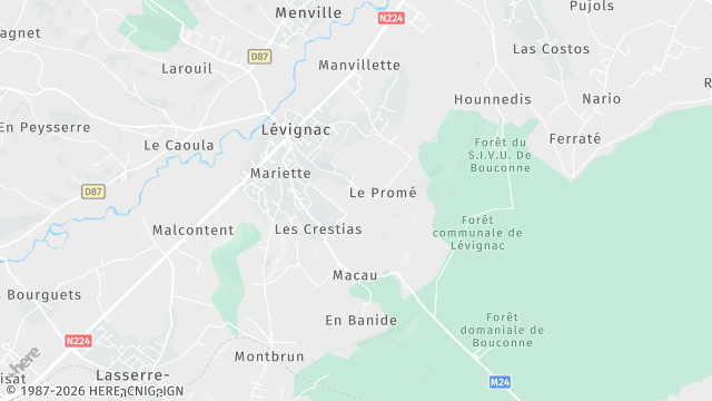 Carte de la zone d'intervention à Lévignac